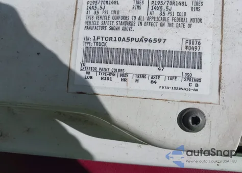 1993 Ford Ranger из США, поврежденный, VIN 1FTCR10A5PUA96597